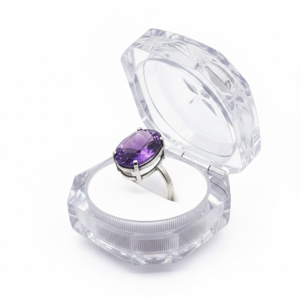 Anillo de Amatista facetada oval con plata 925