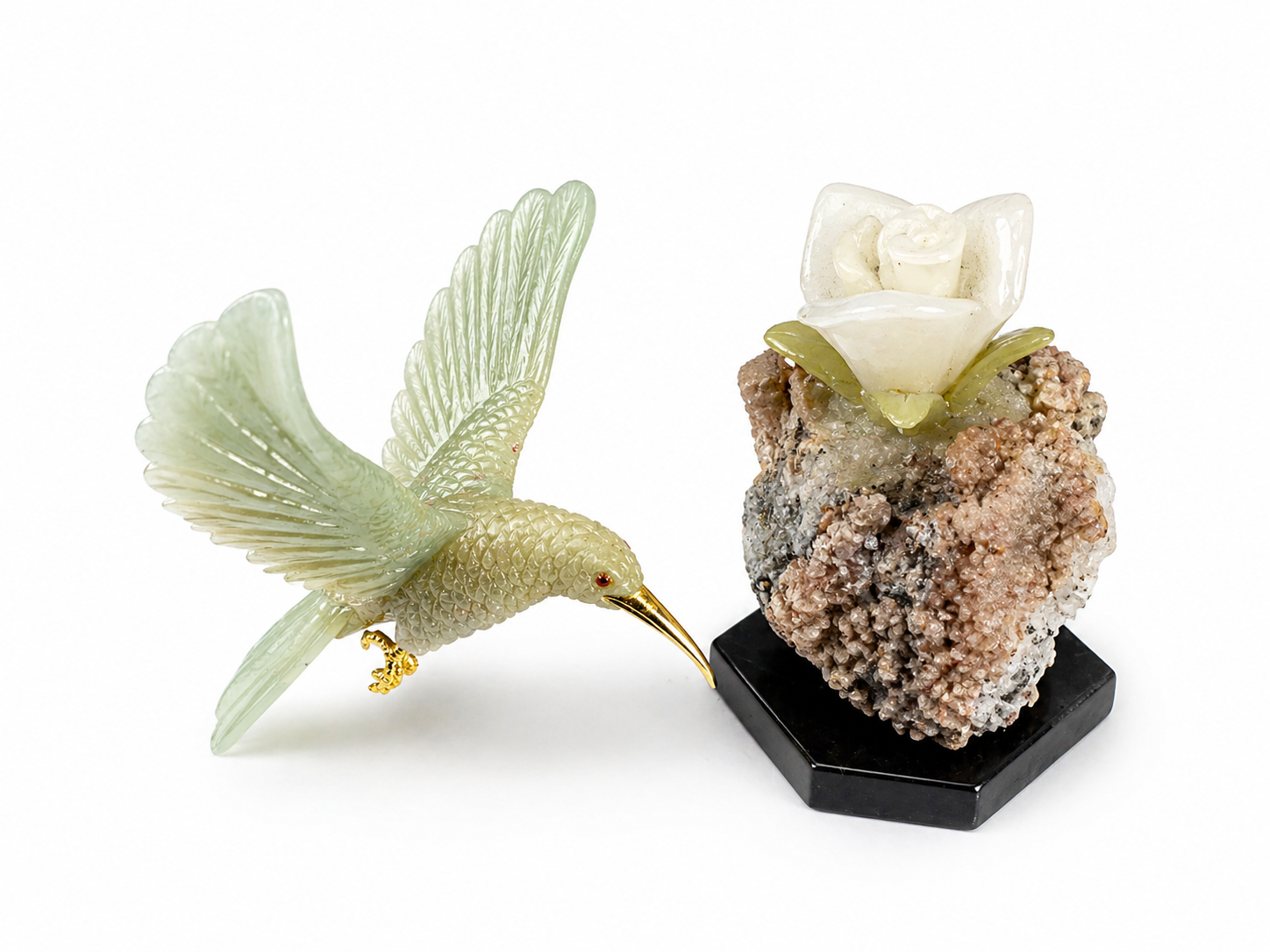 Colibrí en Piedra Natural Aguamarina de Brasil