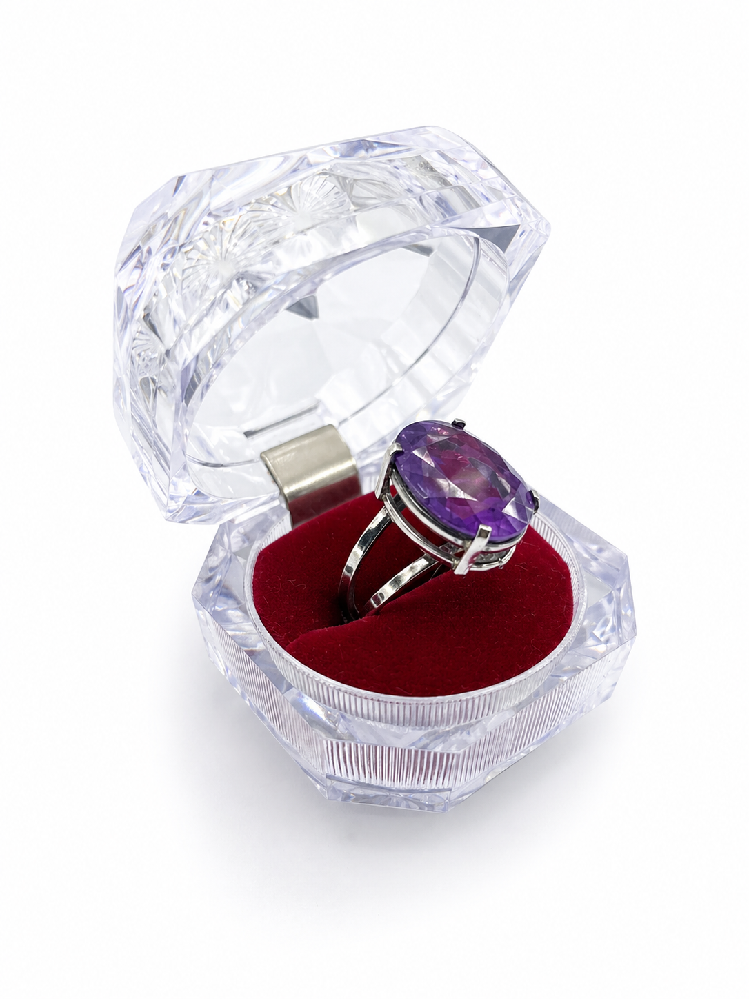 Anillo de Amatista facetada oval con plata 925