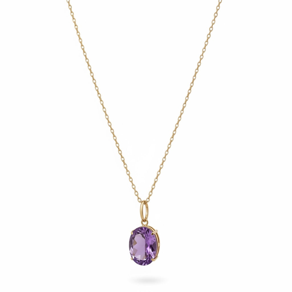 Dije de Amatista en plata 925 con cadena